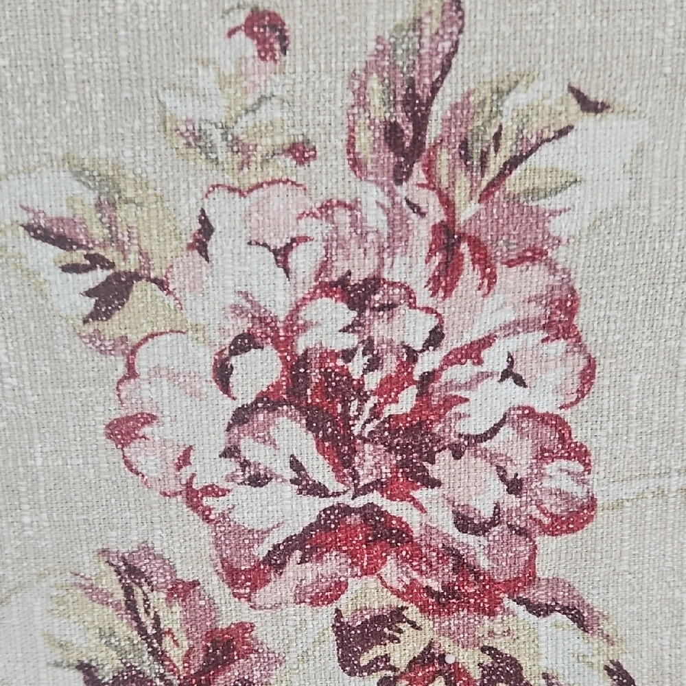 Eddie Bauer Home Vintage Cream Red Pink Floral Cotton Queen Duvet Cover